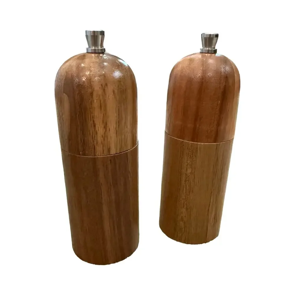 Shortstories Acacia Wood Salt Pepper Grinder Set Adjustable Ceramic NEW in Box